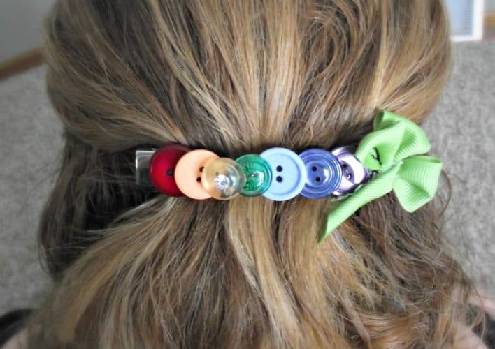 diy button hair clip