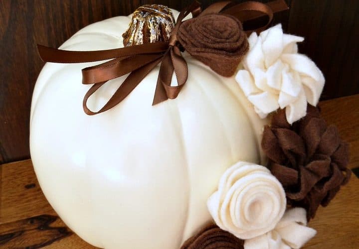 Fall Pumpkin with Felt Flowers