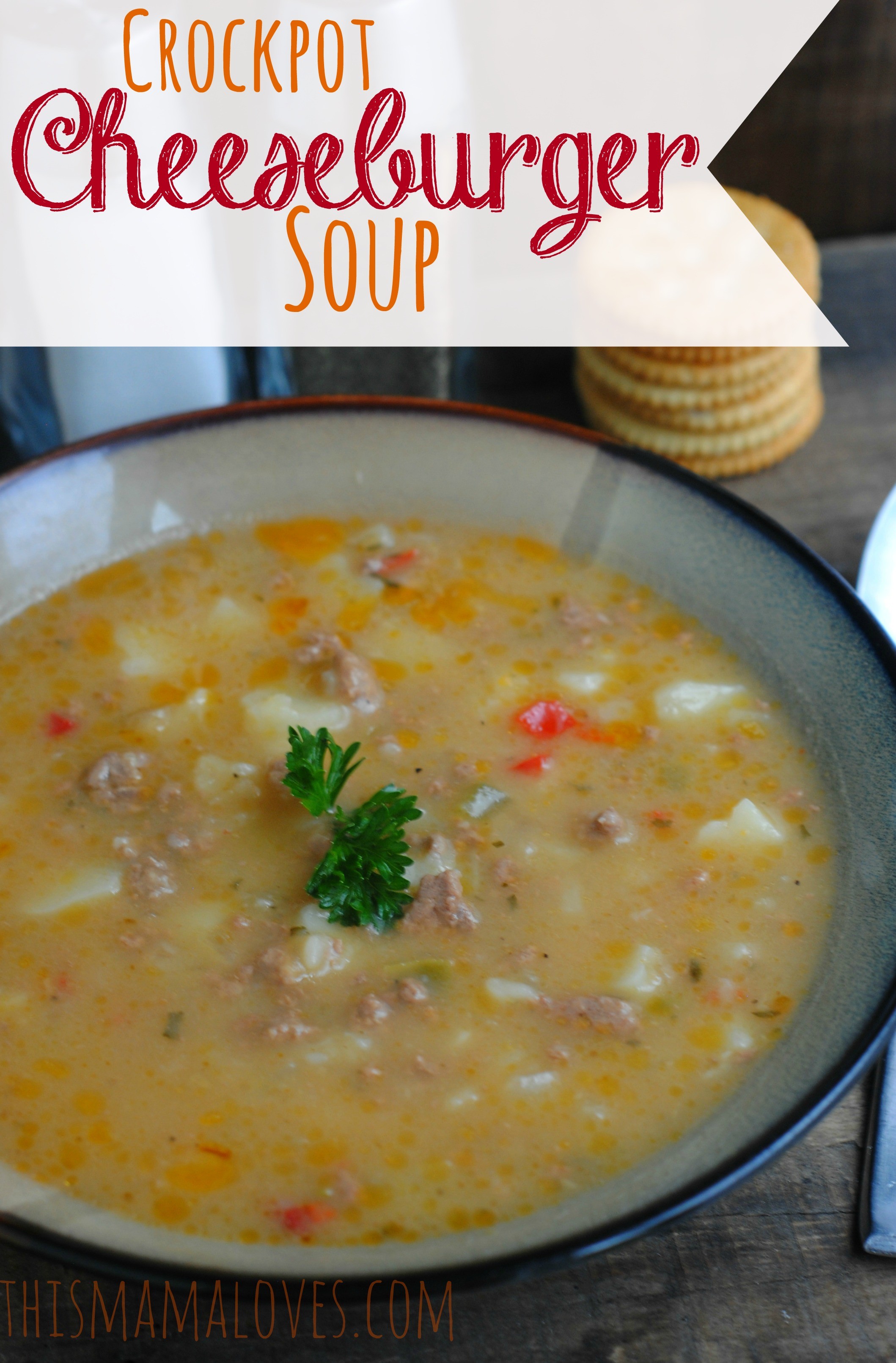 Cheeseburger Soup in the Crockpot - This Mama Loves