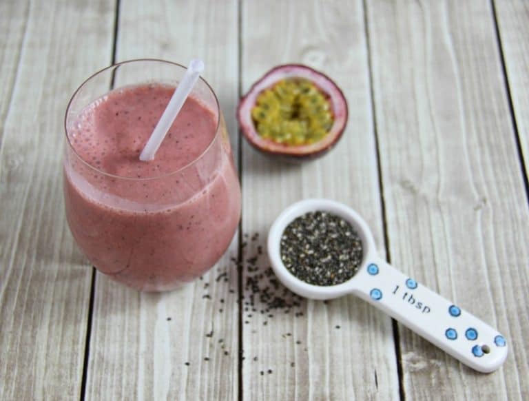 Strawberry Passionfruit Chia Smoothie This Mama Loves