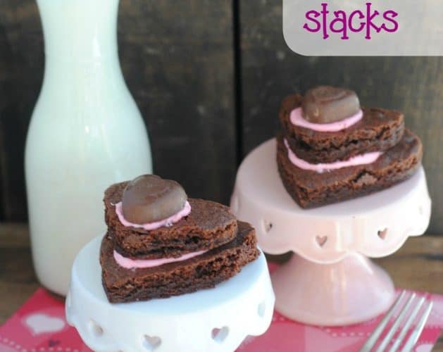 Valentine Heart Brownie Stacks from This Mama Loves