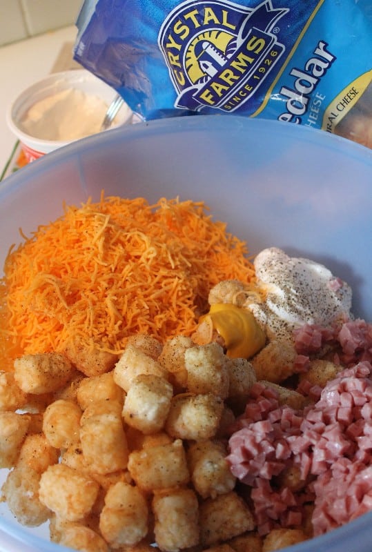 Game Changing Ham and Cheese Tater Tot Casserole - This Mama Loves