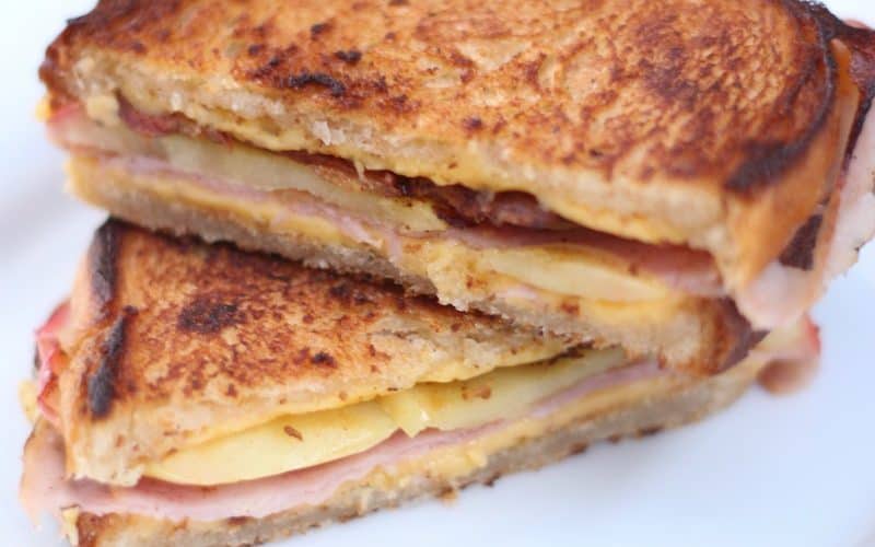 Ham, Bacon & Roasted Apple Grilled Cheese Sandwich