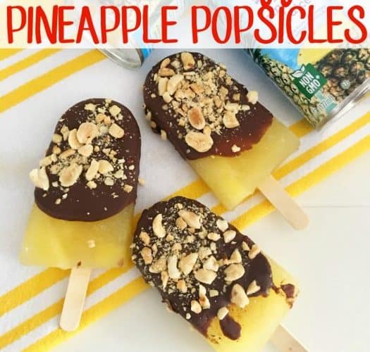 Chocolate Dipped Pineapple Popsicles from This Mama Loves