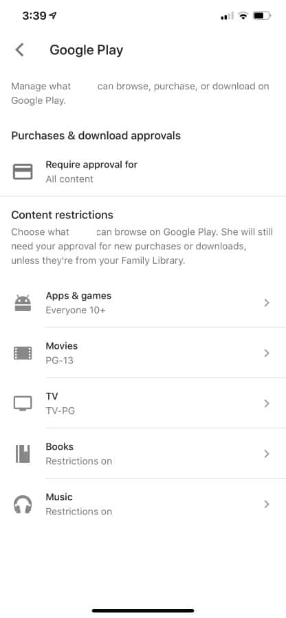 google play games family link