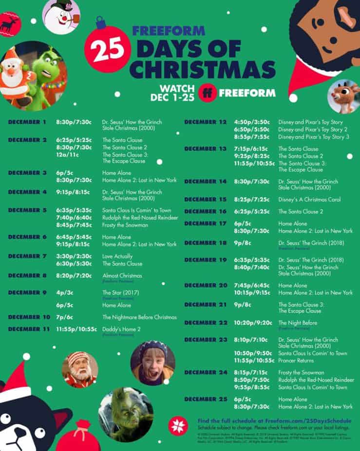 Freeform 25 Days of Christmas 2019 Schedule This Mama Loves